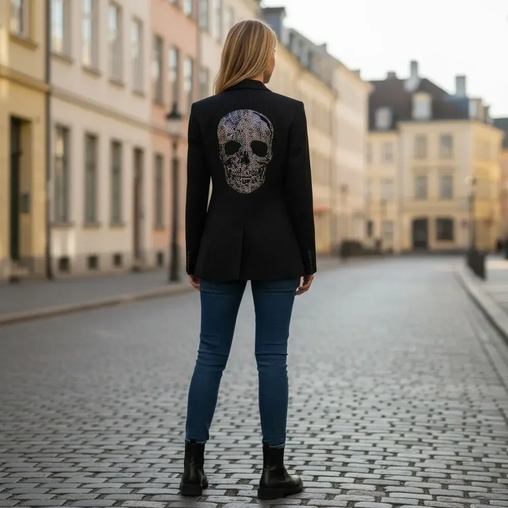 Zadig & Voltaire Veda Bis Deluxe Skull Rhinestone Blazer Size S - Picture 4 of 15